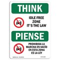 Signmission OSHA THINK, Idle Free Zone It's Law Bilingual, 18in X 12in Rigid Plastic, 12" W, 18" L, Landscape OS-TS-P-1218-L-11835
